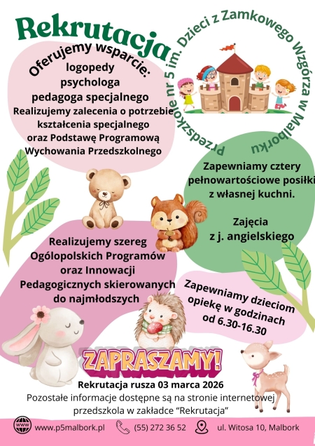 ZAPRASZAMY DO NASZEGO PRZEDSZKOLA